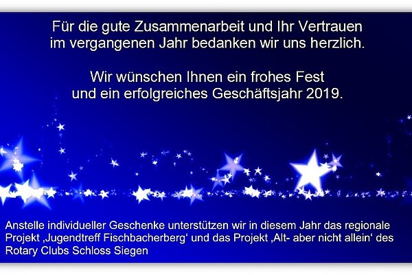 Frohe Weihnachten und einen guten Rutsch in 2019