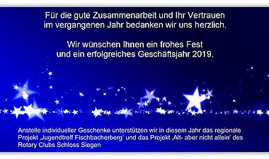 Frohe Weihnachten und einen guten Rutsch in 2019