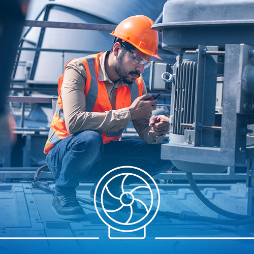 Ein Ventilator wird eingebaut